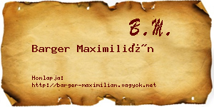 Barger Maximilián névjegykártya